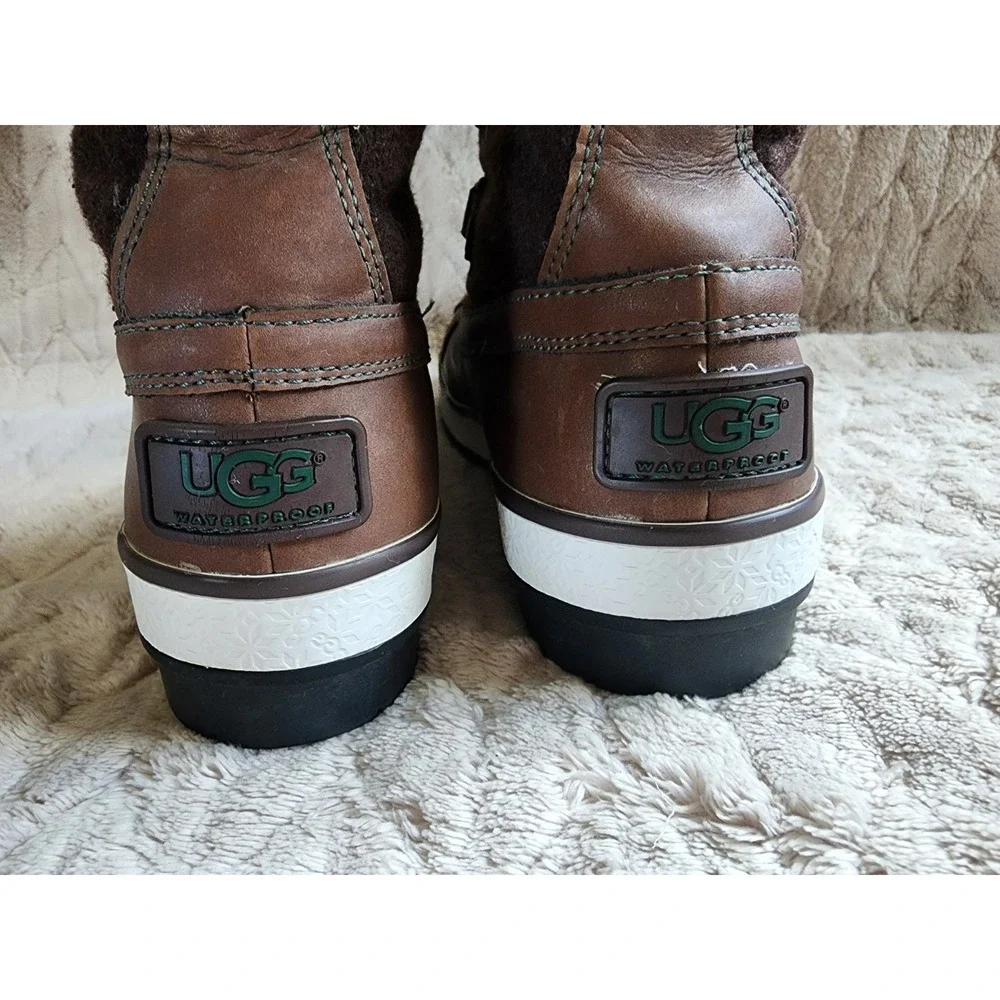 UGG Baroness Waterproof Lace Up Brown Winter Duck Boots Womens 6.5